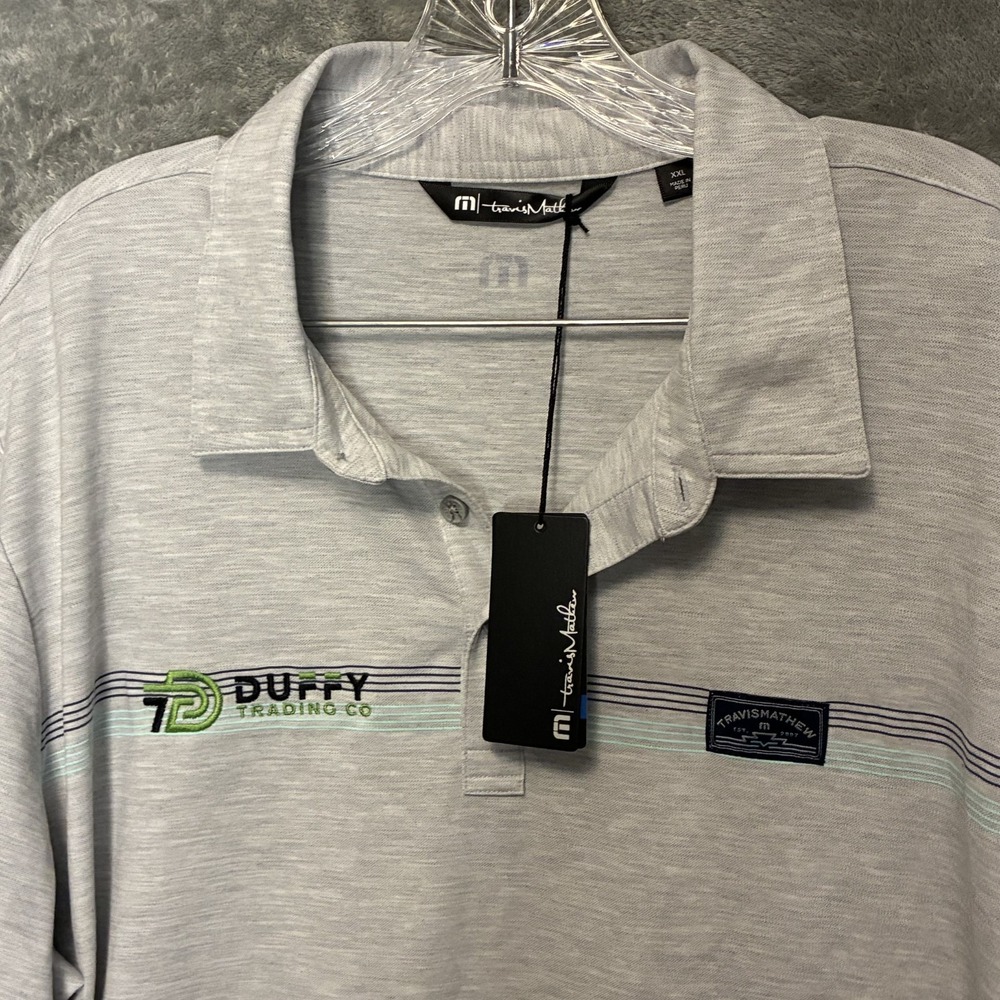 Travis Mathew Neotropical Performance Polo Shirt 2XL Embroidered Heather Gray